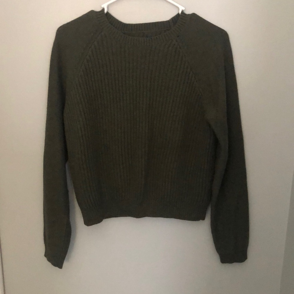 Olive Green Cropped Sweater